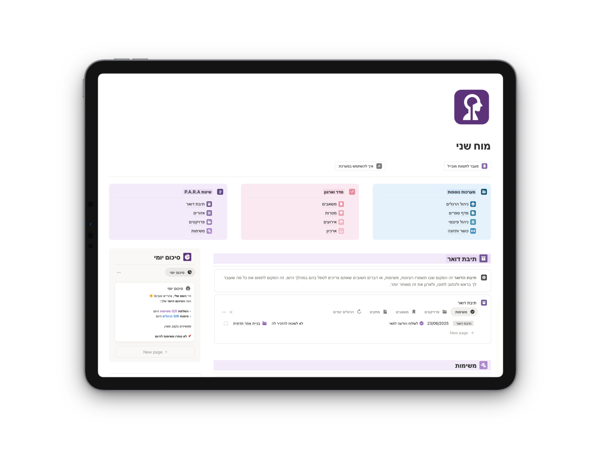 מוח שני נוסף Pashut Notion